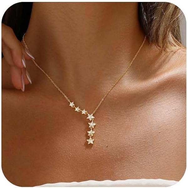 tenghong2021 Y2k Star Necklace Gothic Tassel Star Pendant